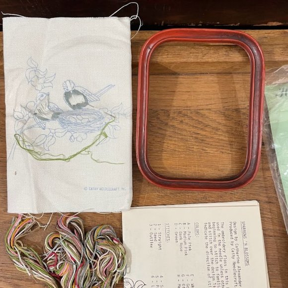 Lot of 2 Cathy Needlecraft Vintage Bird Patterns Robin Sparrow and Blossoms - Picture 3 of 5